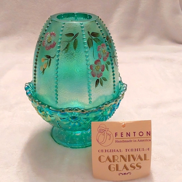 Fenton Other - Fenton glass Fairy Lamp / Fairy Light - Stiegel Green on Carnival Glass